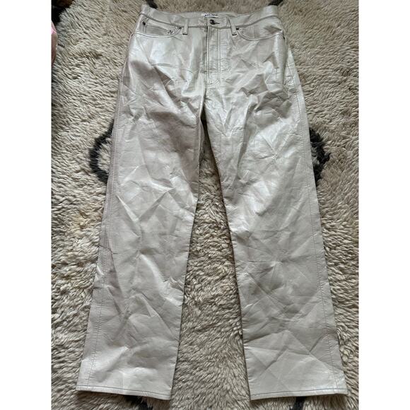 AGOLDE Recycled Leather 90's Pinch Waist Pants Powder Cream Sz 31,  $298 - Picture 4 of 16